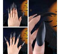 Yinhing Halloween Witch False Nail Tips 10Pcs Fake Nails for Cosplay Creepy Accessory for Costume Parties (Black)