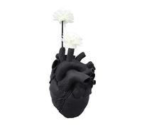 Yinhing Heart Vase, Unique Flower Vase Resin Sculpture Heart Shaped Art Flower Creative Anatomical Decorative for Living Room (Black)