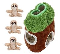 Yinhing Hide And Seek Dog Toy, Interactive Dog Toys Interactive Burrow with Squeaker Plush Sloth Inside Trunk for Small And Medium Size, 7.4x5.9x3.1in