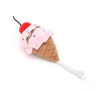 Yinhing Ice Cream Dog Toy, Girl Dog Toys Soft Stuffed Puppy Chew with Ropes Plush Squeak Birthday Plush for Small Medium Large and Cats Pet Supplies (Ice cream powder)