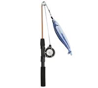 Yinhing Interactive Funny Cat Toys Retractable Cat Stick with Realistic Fish Design 3D Printing Adjustable Length 74cm 100cm Line for Biting Chewing Kicking (saury+fishing rod)