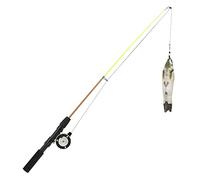 Yinhing Interactive Funny Cat Toys Retractable Cat Stick with Realistic Fish Design 3D Printing Adjustable Length 74cm 100cm Line for Biting Chewing Kicking (Grass carp+fishing rod)