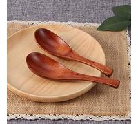 Yinhing Japanese and Korean Wooden Soup Spoons Short Handle Set - 2 Pieces Kitchen Tableware Cutlery for Soup and Stews