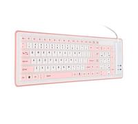 Yinhing Keyboard Foldable Keyboard Ro Foldable Silicone 103 Keys USB Wired Roll Up for PC Laptop Space Saving Portable and Easy to (Pink)