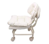 Yinhing Low Rolling Stool With Back PU Leather 360 Degree Soft Cushioned Short Rolling Stool Chair Stylish White Design Ideal for Home Office Salon and Workshop Use and Comfortable Seating