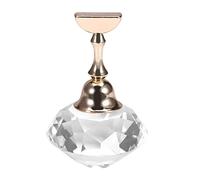 Yinhing Magnetic Nail Tip Practice Stand Base Alloy Holder Crystal Display Stand Manicure Tool for Professional Salon Home Use Durable Exquisite Nail Art Accessories (white crystal + 1 base)