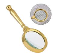 Yinhing Magnifying Glass Handheld Magnifier 5X Lens Jewelry Watch Repair Tool for Reading Crafting Antique Evaluation Zinc Alloy Glass Golden Bronze (Gold)