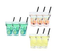 Yinhing Miniature Dollhouse Drink Cups Cute Drink Bottle Accessories for Pretend Play /12/24 Scale Set of in Yellow Lemon Lime Mixed Fruit Colors