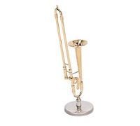 Yinhing Miniature Dollhouse Trombone Model Brass Gold Plated Musical Instrument Decoration Exquisite Dollhouse Accessories Music Lovers