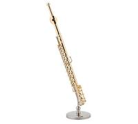 Yinhing Miniature Flute Replica with Stand Case Gold Plated Brass Musical Model Exquisite Ornaments for Home Decoration Musicians and Kids