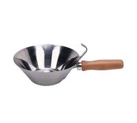 Yinhing Multifunctional Stainless Steel Plastering Bowl with Ergonomic Wooden Handle Ideal Mud Pan for Mixing Mortar Gypsum Cement and Various Materials in Construction Projects