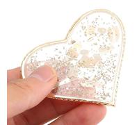 Yinhing Nail Art Plate Crystal Nail Tips Display Stand Practice Showing Board Manicure Tool Gold Plated Edges Lightweight Portable for Home Nail Salon Dried Flowers Shell Fragments (1#love)