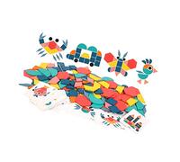 Yinhing Pattern Blocks For Classroom, Tangram Puzzle Multi Shape Bright Colors Geometric Shapes Puzzle 180 Sheets Wood Pattern Blocks Toy For Kids 3 to 6 Years Old