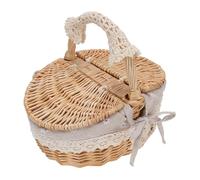 Yinhing Picnic Basket With Removable Liner Stylish Empty Hamper for Outdoor Adventures Features Lid And Handle for Easter Camping Trips And Mother's Day Celebrations In Red Plaid (Daisy)