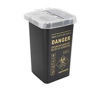 Yinhing Plastic Disposable Cutter Needle Container Collector Waste Box Safe Durable Portable for Artists and Clinics Red Black Yellow 1L 10x10x15.5cm (Black)