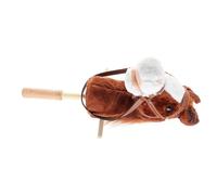 Yinhing Plush Horse Stick Toy with Sound Effects Wheels Kids Riding Stick Soft Cartoon Horse with Thickened Handle for Toddlers 39in (Coffee)