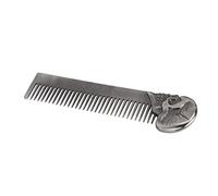 Yinhing Pocket Beard Comb Zinc Alloy Skull Pattern Hair Styling Mustache Shaping Comb Premium Gold Finish Grooming Tool for Men Ideal for Mustaches Beards and Hair Care (Silver)