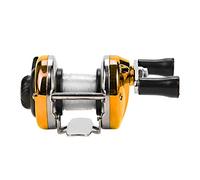 Yinhing Portable Winter Ice Fishing Reel with Handle Lightweight Metal Casting Reel for River or Ice Fishing Includes 90M Line (Gold)