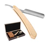 Yinhing Premium Shaver Kit Traditional Manual Beard Brush Shaving Strop Wooden Box Gift Set for Men Grooming Essentials Brush PU Leather Strop