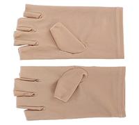 Yinhing Professional Fiber Cotton Nail Art Gloves Half Finger Design for Gel Manicure Portable Manicure Tool for Home Salon Use (Beige)