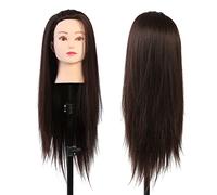 Yinhing Professional Makeup Mannequin Training Tool High Temperature Fibers Dark Brown Hair for Cosmetology Practice Ideal for Cutting Braiding and Dyeing
