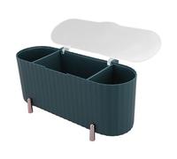 Yinhing Qtip Holder Dispenser With Clear Lid 3 Compartments Bathroom Canisters Multifunctional Cotton for Cotton Pad Swab and Makeup Tools Stylish Dark Green Design for Easy Access and Org (Forest