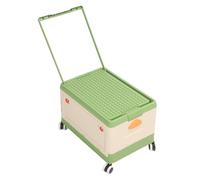 Yinhing Rolling Toy Storage Bin with Lid and Wheels Multi Functional for Building Blocks Books and More and Space Saving Design for Kids Stylish Green Trolley Case (Green)