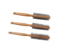 Yinhing Round Hair Brush, 3pcs Wooden Handle Styling Brush with Soft Comb Teeth for All Types, Men Beards Bangs Travel