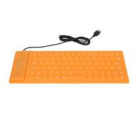 Yinhing Silicone Keyboard, Roll Up Keyboard Lightweight Portable Silent Soft Comfortable USB Wired Silicone Fully Sealed Design Rubber for PC (Orange)