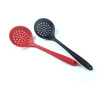Yinhing Silicone Slotted Skimmer Spatula Lightweight Cooking Spoon Skimmer Straining Ladle with Ergonomic Handle for Easy Serving and Flavor Extraction (Red)
