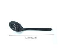 Yinhing Silicone Slotted Skimmer Spatula Lightweight Cooking Spoon Skimmer Straining Ladle with Ergonomic Handle for Easy Serving and Flavor Extraction (Black)