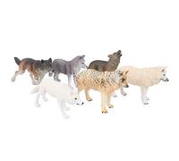 Yinhing Simulation Wildlife Wolf Model Ornaments for Desk Top Decoration 6 Piece Wolf Figurines Educational Toy for Animal Lovers Detailed Craftsmanship And Vibrant Colors (six wolves set)