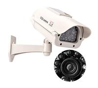 Yinhing Solar Power Dummy Security Camera System with LED Light Surveillance Simulation for Home and Business Bracket Included