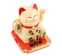 Yinhing Solar Powered Adorable Lucky Beckoning Fortune Cat Figurine for Home And Car Decor Charming Golden Swinging Cat Statue to Enhance Your Space And Bring Good Luck (Gold)
