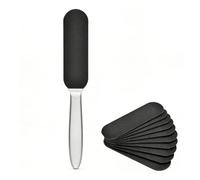 Yinhing Stainless Steel Pedicure Foot File, Dual Textured Surfaces with Non Slip Handle, for Dead Skin Removal and Callus Smoothing, Includes 10 Replaceable Abrasive Pads (with 10 Sandpapers)