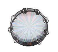 Yinhing Tambourine Double Row 16 Pairs Metal Jingles Crisp Sound Handheld with Design for Musicians Dance Performances and Festive Events 10 Inch Diameter (Flower)