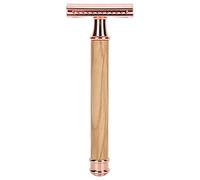 Yinhing This Double Sided Manual Features a Comfortable Non Slip Wooden Handle and a Close Fitting Design, Providing a Smooth, Precise, and Portable Shaving Experience. (Gold)