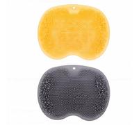 Yinhing TPR Foot Scrubber Mat Bath and Shower Foot and Back Scrubber with Suction Cups Gentle Exfoliation for Sensitive Skin Spa Massage Dark Gray Orange 25x30cm (Dark Gray Orange)