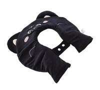 Yinhing U Shaped Hot Water Bottle, Black Cat Fluffy Cover Neck Wrap for Shoulder Stiffness and Travel, with Wide Filling Port and Secure Sealing Cap for Airplane and Side Sleeping