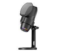 Yinhing Usb Rgb Microphone Kit for Computer With Tripod Noise Cancelling Plug Play One Key Function for Gaming Meetings Live Streaming Recording Video Compatible With White Design (Black)