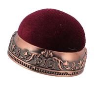 Yinhing Vintage Pin Cushion for Sewing Soft Elastic Metal Base Half Shaped Needle Cushion Retro Design Ideal for Quilting Sewing Enthusiasts with 50pcs (Red Bronze Base Red Type)