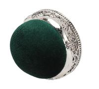 Yinhing Vintage Pin Cushion for Sewing Soft Elastic Metal Base Half Shaped Needle Cushion Retro Design Ideal for Quilting Sewing Enthusiasts with 50pcs (Silver Base Green Type)
