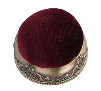 Yinhing Vintage Pin Cushion for Sewing Soft Elastic Metal Base Half Shaped Needle Cushion Retro Design Ideal for Quilting Sewing Enthusiasts with 50pcs (Green Bronze Base Red Type)
