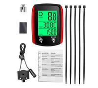 Yinhing Wired Bike Computer LED Digital Speedometer Odometer with Touchscreen Cycle Computer for Mountain Road Bikes Accurate Data Power Saving Features (Black & Red)