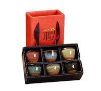 YININGDIANZI 6 Pieces Ceramic Drinkware Teaware Chinese Kung Fu Tea Set Teacup Sake Cups 50ml Master Cup Small Tea Bowls Decor Gift (Gift Box)