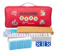 YINIUREN Blue 1.2-inch American Mahjong Tile Set with 166 Mahjong Tiles 4PCS Mahjong Racks with Pushers Mahjong Table Mat and Mahjong Storage Bag