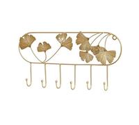 Yinj9562fg Floating Rack Wall Mounted Ginkgo Leaf Hook Key Storage Fitting Room Coat Hanger Wrought Iron Art Entry Porch Decorate Modern(Small)