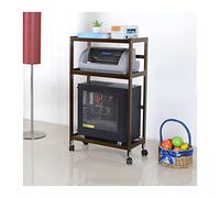 Yinj9562fg Holder PC Tower Stand with Wheels, 3-Tier Movable Printer Stand with Storage, Rolling Bamboo PC Case Floor Stand with Open Shelves, for Home Office Accessories(Bruin,51 * 26 * 86cm)