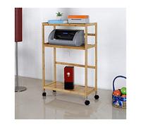 Yinj9562fg Holder PC Tower Stand with Wheels, 3-Tier Movable Printer Stand with Storage, Rolling Bamboo PC Case Floor Stand with Open Shelves, for Home Office Accessories(Natural,51 * 26 * 86cm)