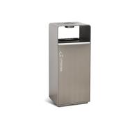 Yinj9562fg Outside 55L Indoor/Outdoor Wastebasket Silver Square Metal with Side Opening, Modern Commercial (with Ashtray) Garbage Bin